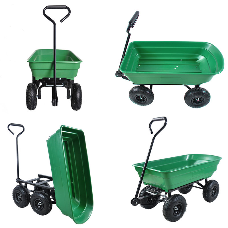 iYofe Garden Dump Cart Wagon, Gardening Trolley Cart With Steel Frame